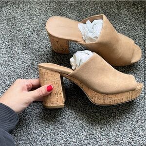 Cork block heels